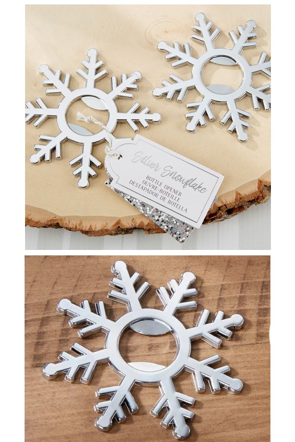 Silver Snowflake Bottle Opener Wedding Favours